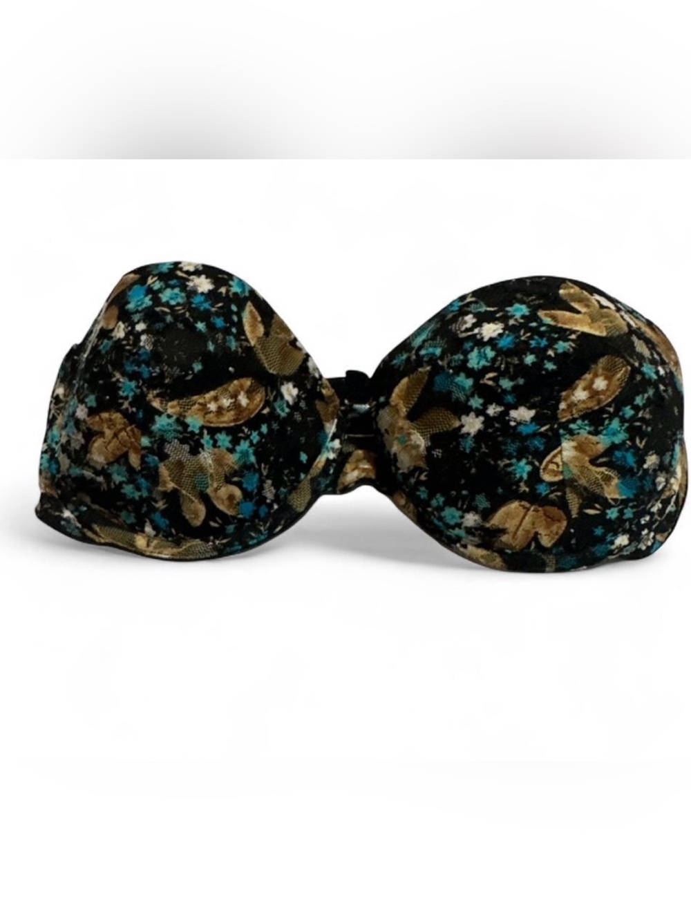 Black Blue Gold  Floral Strapless Adhesive Bra Strapless Half Bra